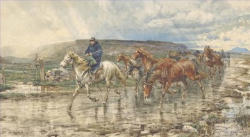 馬 Painting - ローマ・カンパーニャの悪天候 エンリコ・コールマン馬